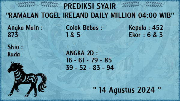 Prediksi Ireland Daily Million 04:00 WIB