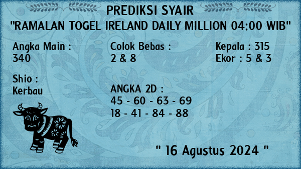 Prediksi Ireland Daily Million 04:00 WIB