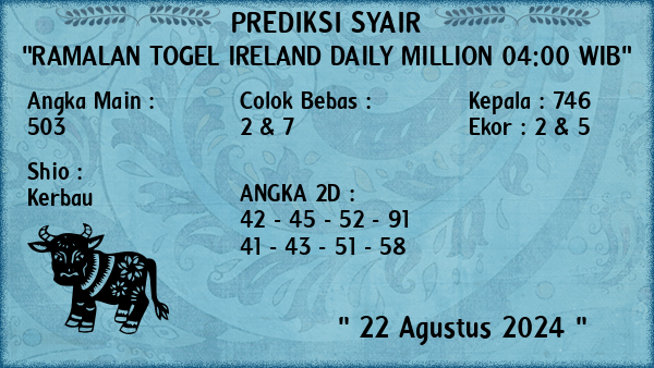 Prediksi Ireland Daily Million 04:00 WIB