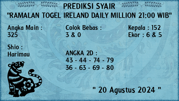 Prediksi Ireland Daily Million 21:00 WIB