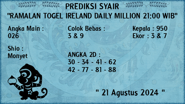 Prediksi Ireland Daily Million 21:00 WIB