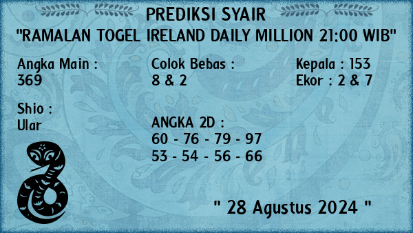 Prediksi Ireland Daily Million 21:00 WIB