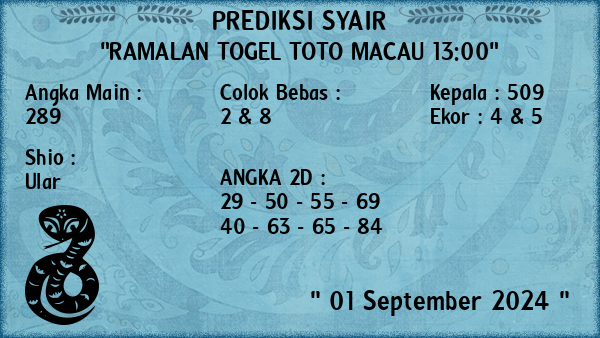 Prediksi Toto Macau 13:00