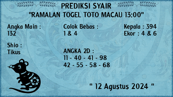 Prediksi Toto Macau 13:00